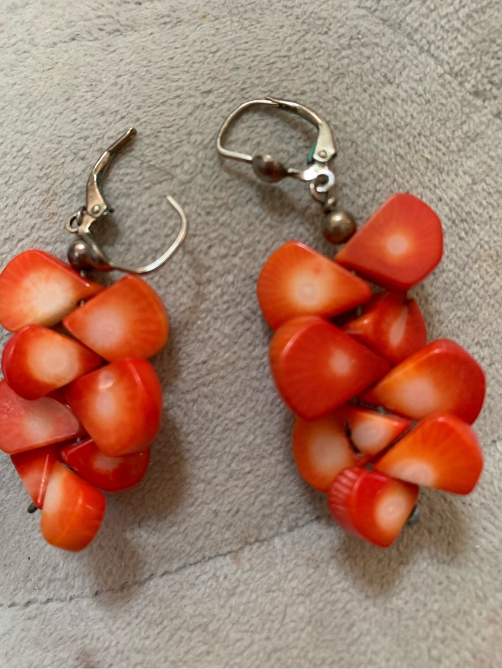 Red Coral Cluster Drop Earrings - Women Jewelry